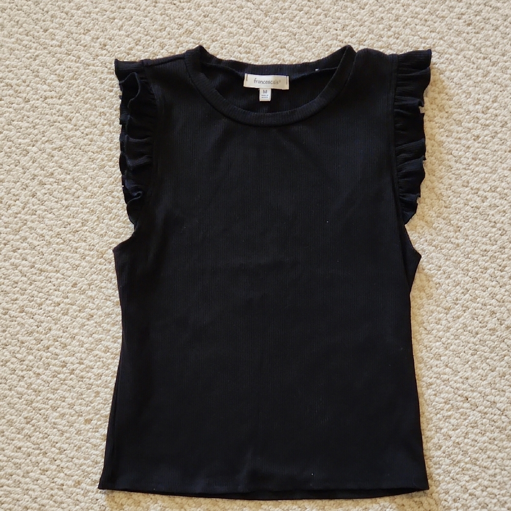 Francesca's Collections Black Ribbed Top